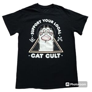 Kawaii Krypt Support Your Local Cat Cult Tee